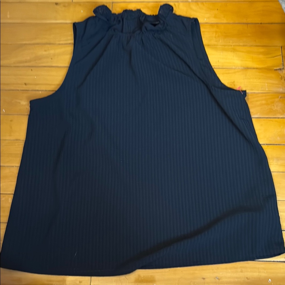 Who What Wear Blue Ruffled Relaxed Tank Top